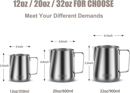 Milk Frothing Pitcher, 20oz Espresso Steaming Pitchers Stainless Steel - Image 4