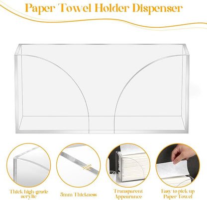 2PCS Paper Towel Dispenser Countertop Acrylic Clear Paper Towel Holder - Image 4