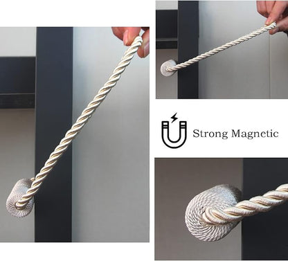 Magnetic Curtain Tiebacks 4 Pack Beige Curtain Rope Tieback Curtain Holders - Image 5