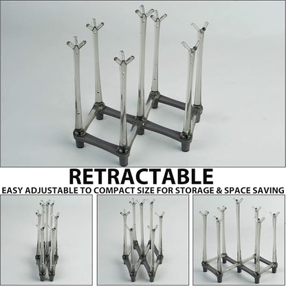 2 Pcs Cup Drying Racks Set, Retractable Drinking Glass & Baby Bottle Drainer - Image 2