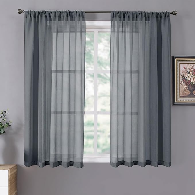 Tollpiz Sheer Curtains Linen Textured Living Room Curtain Sheers Light by Tollpiz