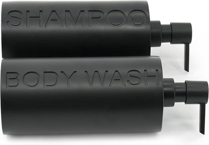 Matte Black Resin 2 Piece Shampoo and Body Wash Dispenser Set, Luxurious - Image 7