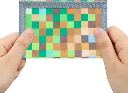 NEICY RFID Blocking Canvas Wallet for Men and Women - Camo Trifold Outdoor Sports Wallets with Magic Sticker for Teen Kids (Chequer)