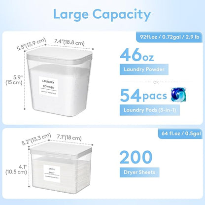 Lifewit 2+1 Laundry Pods Container & Dryer Sheet Holder, Large Powder Detergent - Image 4