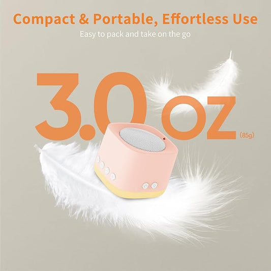 Portable White Noise Machine,Mini Sound Machine for Travel with Breathing Night Light,16 Soothing Sounds,Timer,Rechargeable Brown Noise Machines for Sleeping Adults Gift,Office Privacy,Home (Orange)