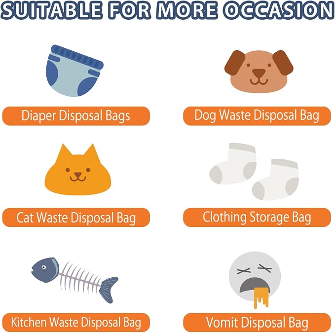 Odor Sealing Disposable Diaper Bags, Large Capacity, Unscented Diaper Trash Bags - Image 6