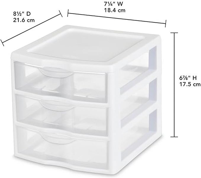 Sterilite 12-Pack Clearview 3-Drawer Cart, Small Plastic Storage Organizer - Image 3