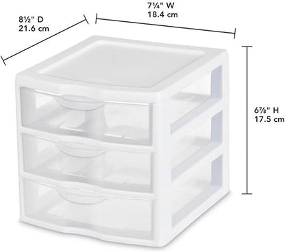 Sterilite 12-Pack Clearview 3-Drawer Cart, Small Plastic Storage Organizer - Image 3