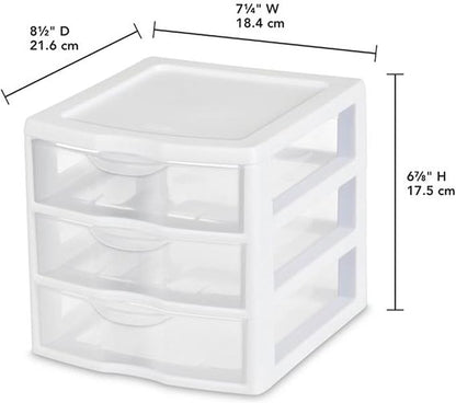 Sterilite 18-Pack Clearview 3-Drawer Cart, Small Plastic Storage Organizer - Image 3