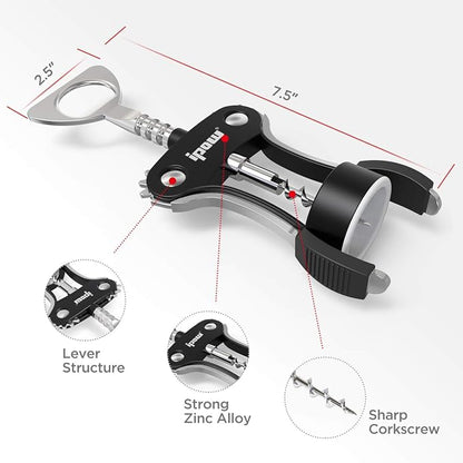 IPOW Wine Opener, Zinc Alloy Wine Bottle Opener, Wing Corkscrew Heavy Duty - Image 6
