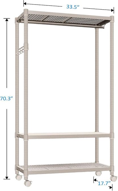 IZEUK Heavy Duty Rolling Garment Rack Wire Clothes Rack - Image 7