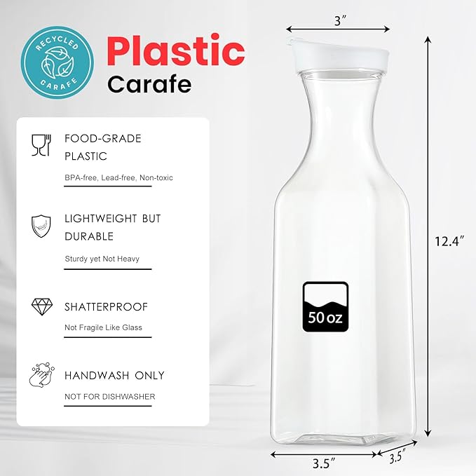 NETANY Plastic 50 Oz Water Carafe - Image 2
