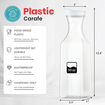 Plastic 4 Pack Large 50 Oz Water Carafe - Image 2