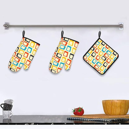 Mid Century Modern Oven Mitts and Pot Holders Sets of 3 Retro Heat Resistant - Image 6