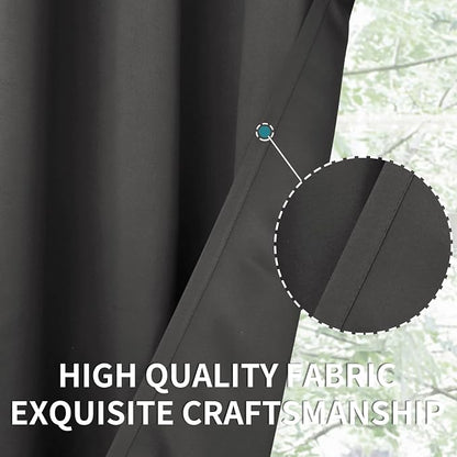 BGment Pocket Bedroom Curtains 63 Inch Long Dark Grey, Room Darkening Thermal - Image 5