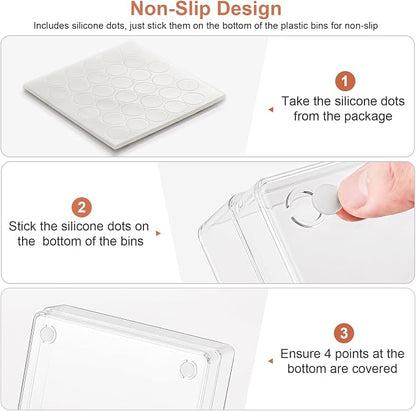 SMARTAKE 6 PCS Clear Plastic Drawer Organizers Set, Large Size Non-Slip Desk - Image 5