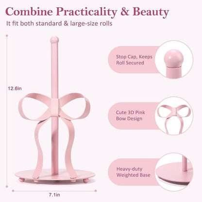 Pink Bow Paper Towel Holder Coutertop - Image 2