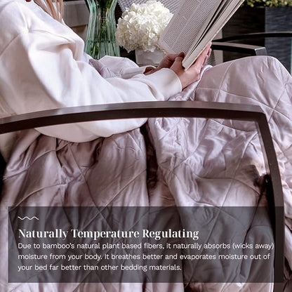 LUXOME Lightweight Blanket | 100% Rayon (Viscose) from Bamboo Fabric & Fill | Full/Queen - 86"x92" | Super Soft | Thermal-Regulating | Dove