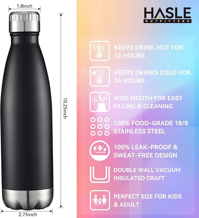 HASLE OUTFITTERS 17oz Stainless Steel Water Bottles Bulk, Vacuum Insulated - Image 5