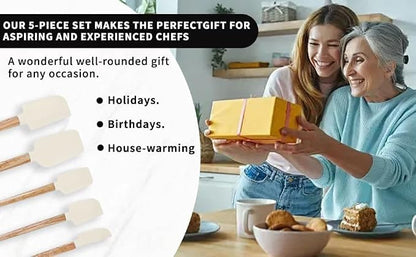 Ptanexx 5-Pcs Wooden Handle Silicone Spatula Set - Image 9