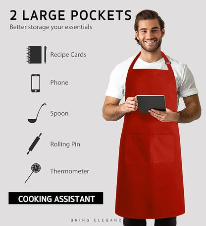 Syntus Apron for Men Women, Adjustable Cooking Kitchen Chef Aprons - Image 4