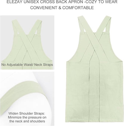 ELEZAY Aprons for Women with Pockets Plus Size Comfort Cross Back No Tie Cotton - Image 2