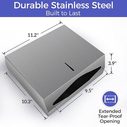 Paper Towel Dispenser Wall Mount, Brushed Stainless Steel Commercial Paper - Image 5