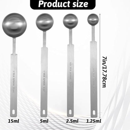 4 Pcs Long Handle Measuring Spoons Set Stainless Steel Measuring Spoon Set - Image 2