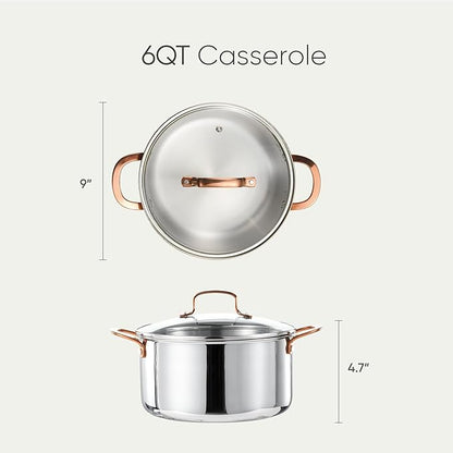 CAROTE 6 Qt Tri-Ply Stainless Steel Stockpot, Non-Toxic Stock Pot - Image 2