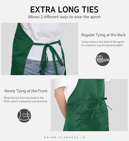 Syntus 12 Pack Bib Apron, Unisex Aprons Adjustable Waterdrop Resistant - Image 6