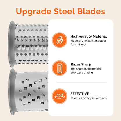 UHIYEE Patented Rotary Parmesan Cheese Grater, Hand Crank Cheese Shredder - Image 3
