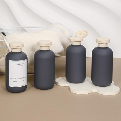 ASEVAT 6.7oz Refillable Plastic Travel Shampoo Bottles, Empty Travel Shampoo and Conditioner Bottles Reusable, Travel Size Shampoo Bottle, Hand Soap Dispenser for Vacation,Gym, Home(Grey)