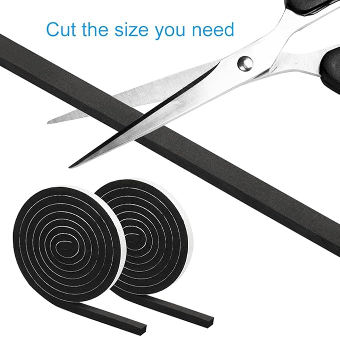 Weather Stripping Door Seal, 1/2 Inch Wide X 3/8 Inch High Density Foam Tape Weather Strip for Door and Window Insulation, Single Side Door Sealer Total 13FT