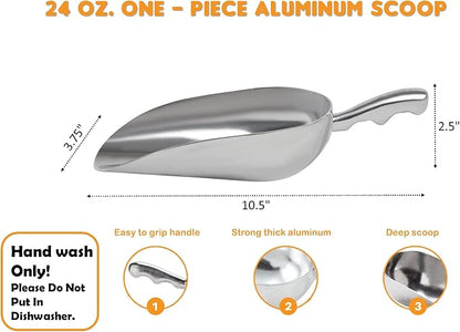 Cast Aluminum Utility Scoop - 24 oz. - Round Bottom - Image 2