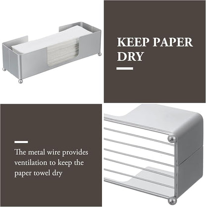 MyGift Paper Towel Holder, Modern Silver Tone Metal Tabletop Paper Dispenser - Image 2