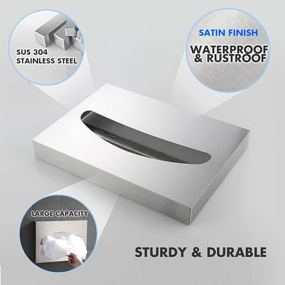 Toilet Seat Cover Dispenser Wall Mounted SUS 304 Stainless Steel Brushed - Image 2