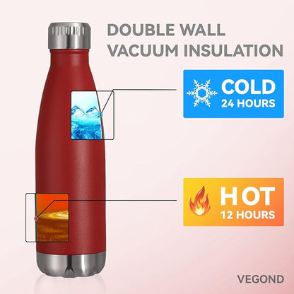 VEGOND 17oz Stainless Steel Water Bottles Bulk, Reusable Metal Sports Water - Image 5