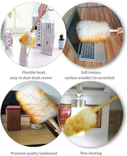 J&A Lambswool Dusters with Solid Wooden Handle, Flexible Head, Anti-Static - Image 6