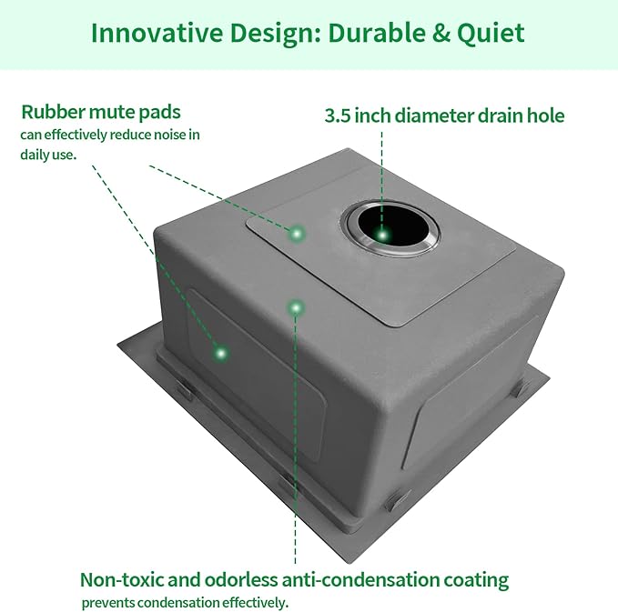 Kitchen Sink, 15 x 15 x 10 inch Small Bar Prep Sink 16 Gauge Stainless Steel Drop Single Bowl Workstation with Cutting Board