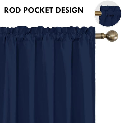 DWCN Bedroom Blackout Curtains 60 x 63 Inches Length 2 Panels Set, Solid - Image 4