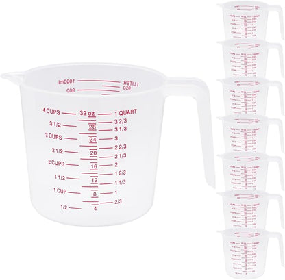 8 Pcs 4 Cup Capacity Plastic Measuring Cup, 32 Oz/1000 ml Clear Graduated by Unknown