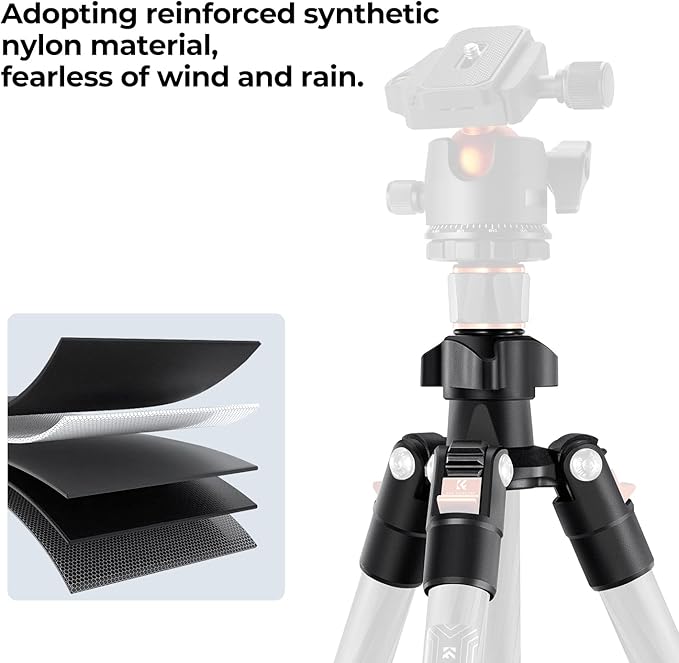 K&F Concept 64" Carbon Fiber Camera Tripod,Lightweight Travel Tripod with 36mm Metal Ball Head Load Capacity 17.6lbs, Quick Release Plate,for DSLR Cameras Indoor Outdoor Use K254C2+BH-36L