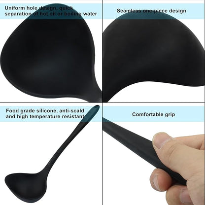 Jiozermi Silicone Soup Ladle, 12-Inch Long Handle Ladle Spoon, Heat Resistant - Image 3