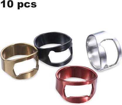 Boao 10 Pieces Bottle Opener Ring stainless Steel Beer Finger Bottle Opener - Image 3
