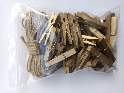 1.9 in Gold Clothespins Art Hanging Kit Kids Artwork Picture Party Xmas Decor - Image 2