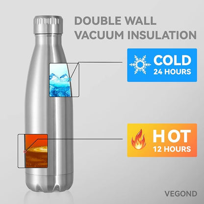 VEGOND 17oz Stainless Steel Water Bottles, Reusable Metal Sports Water Bottle - Image 5