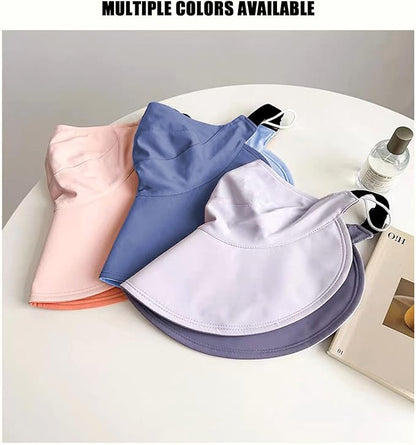 Sun Hats for Womens Wide Brim UV Protection Fishing Hats Packable Reversible Hollow Top Hat with Ponytail Beach Travel Hats