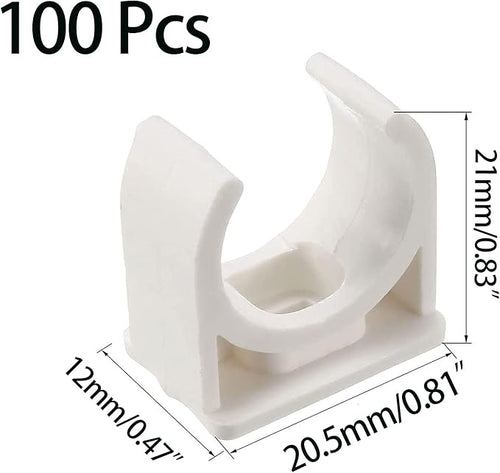 100 Pcs U-Shaped PVC Water 16mm Pipe Clamps Clips, U-Shaped Buckles Fit for 1/2" (16mm) Water Pipes and TV Trays Tubing Hose Hanger Support Pex Tubing （White 16mm）