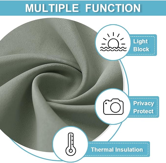 RYB HOME Room Darkening Curtains 2 Panels Set, Energy Efficient Privacy Drapes - Image 7