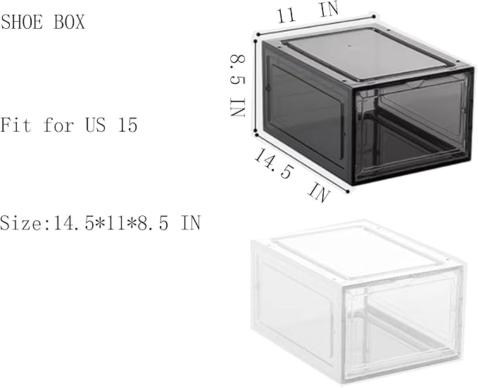 XXL Drop Front Shoe Storage Box Stackable, 8 Pack Shoe Display Case Fit US 15 - Image 5